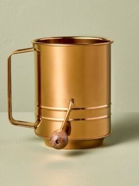 New Hearth & Hand Copper Finish Flour Sifter with Wooden Handle